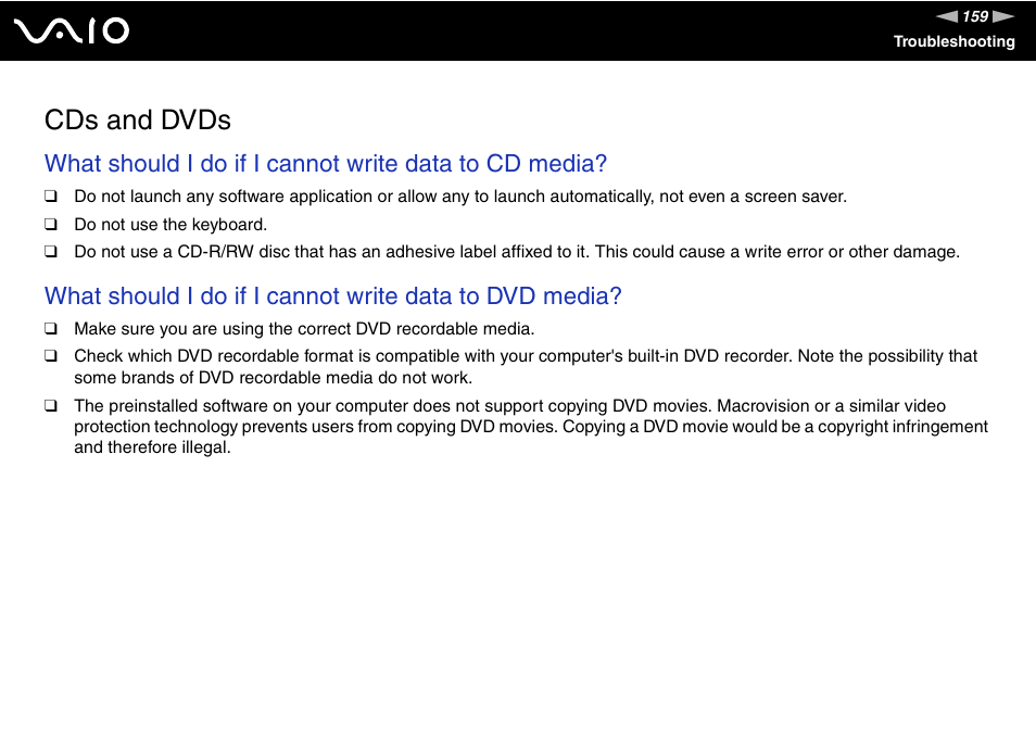 Cds and dvds | Sony VGN-UX180P User Manual | Page 159 / 189