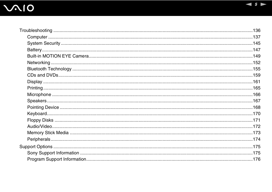 Sony VGN-UX180P User Manual | Page 5 / 189