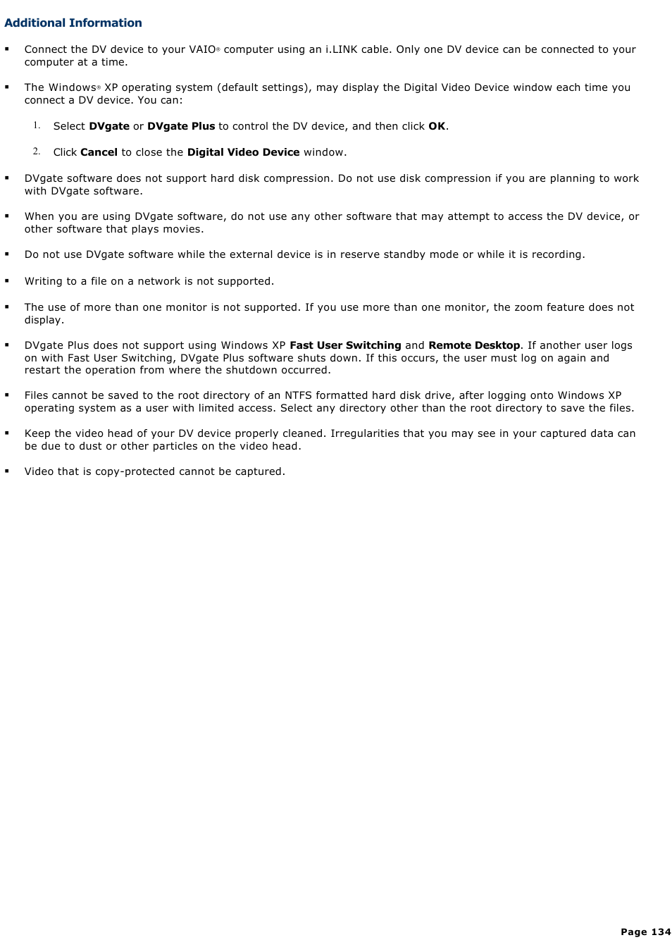Additional information | Sony PCV-RZ31G User Manual | Page 134 / 223
