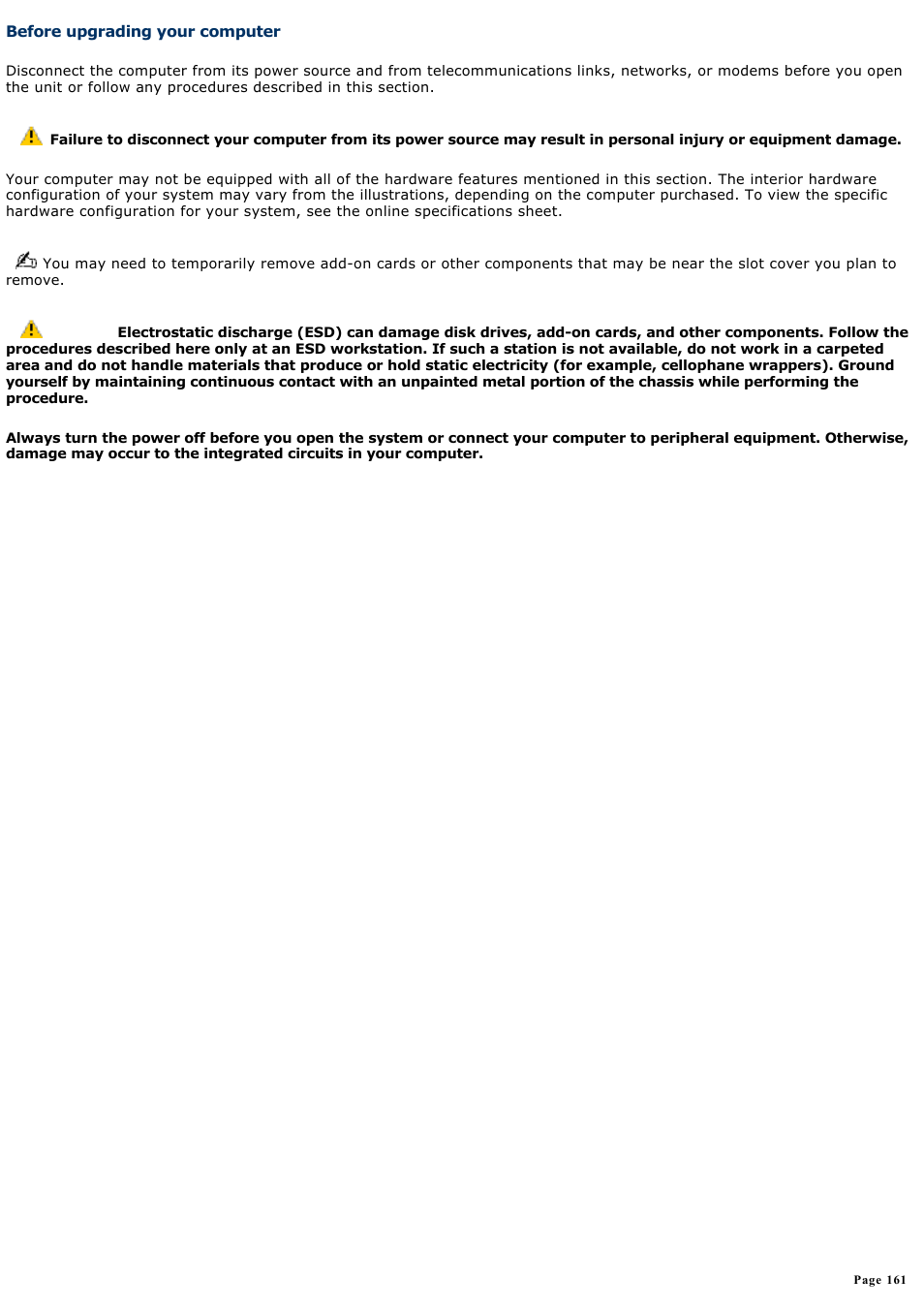 Before upgrading your computer | Sony PCV-RZ31G User Manual | Page 161 / 223
