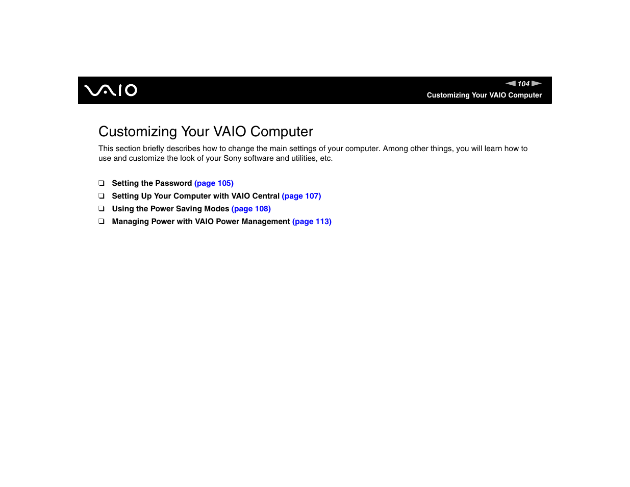 Customizing your vaio computer | Sony VGN-FE570G User Manual | Page 104 / 194