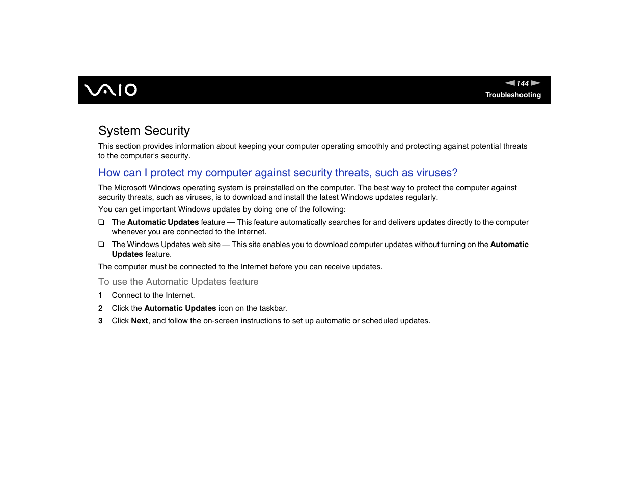 System security | Sony VGN-FE570G User Manual | Page 144 / 194