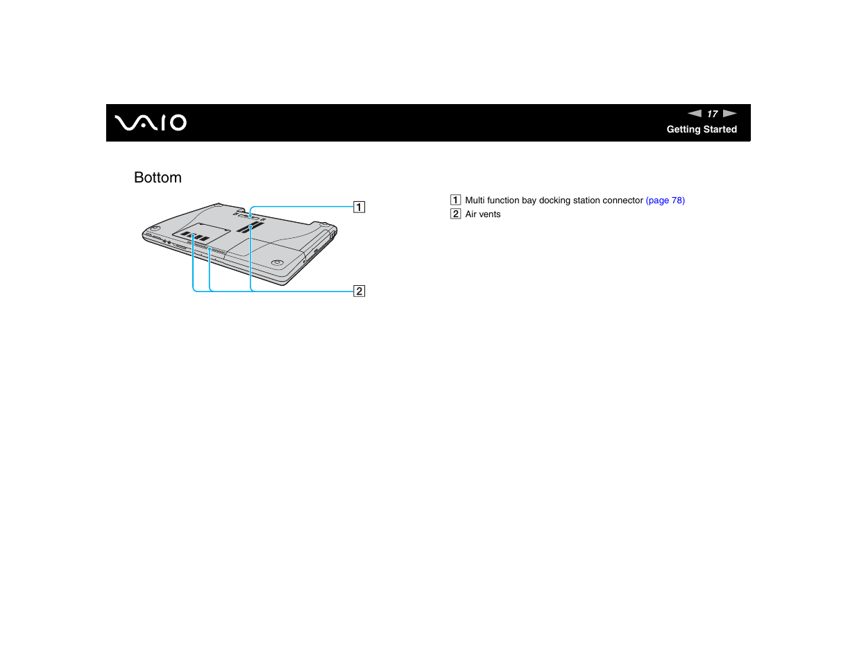 Bottom | Sony VGN-FE570G User Manual | Page 17 / 194