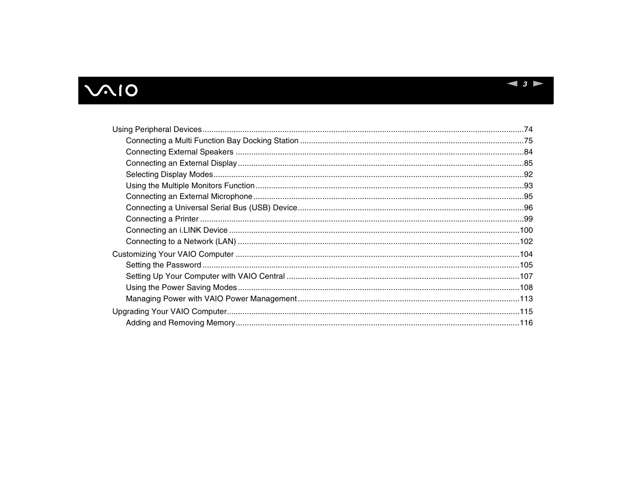 Sony VGN-FE570G User Manual | Page 3 / 194