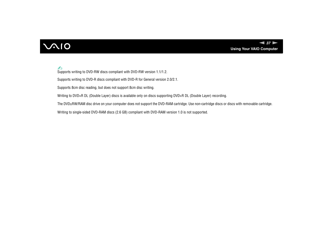 Sony VGN-FE570G User Manual | Page 37 / 194