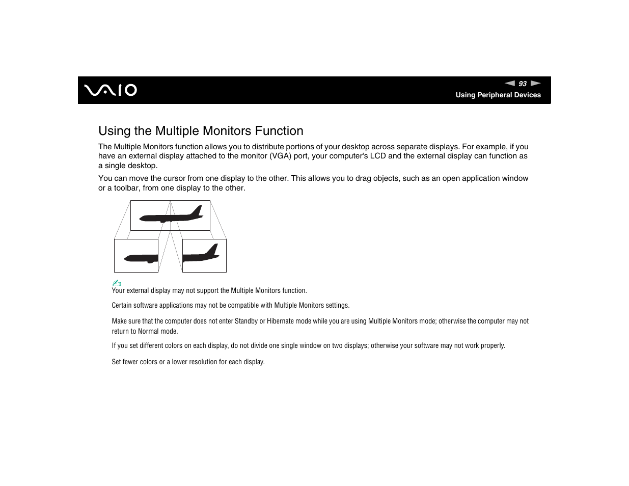 Using the multiple monitors function | Sony VGN-FE570G User Manual | Page 93 / 194