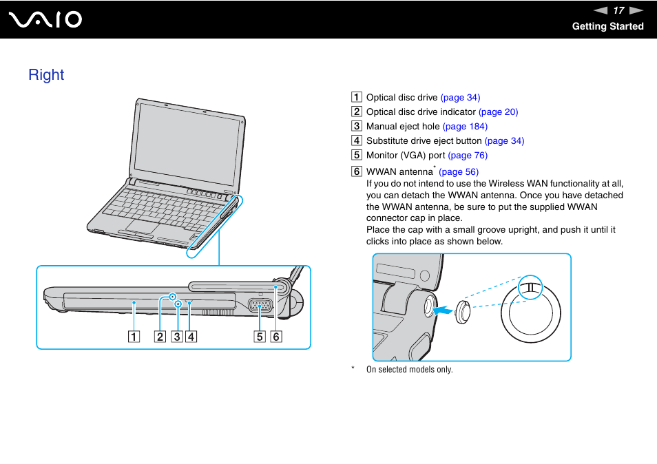 Right | Sony VGN-TXN27N User Manual | Page 17 / 218