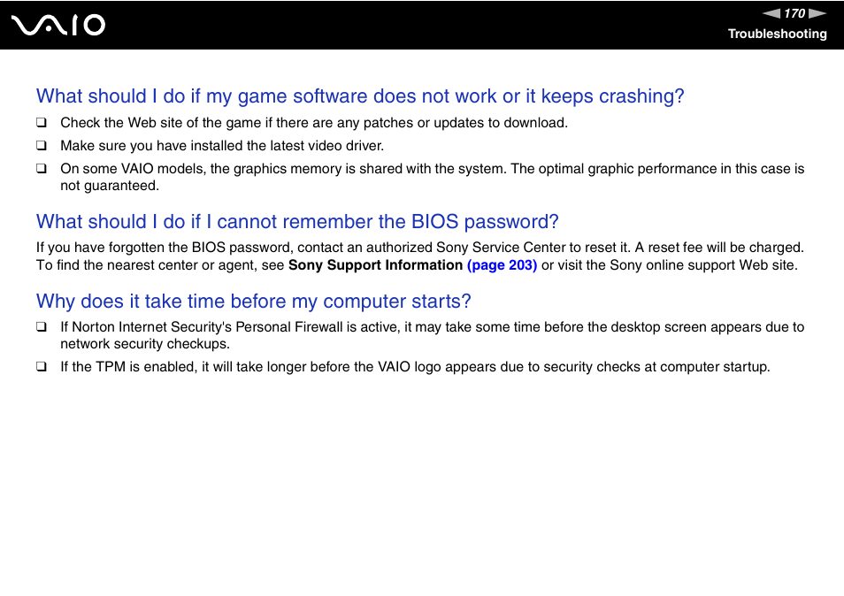Why does it take time before my computer starts | Sony VGN-TXN27N User Manual | Page 170 / 218