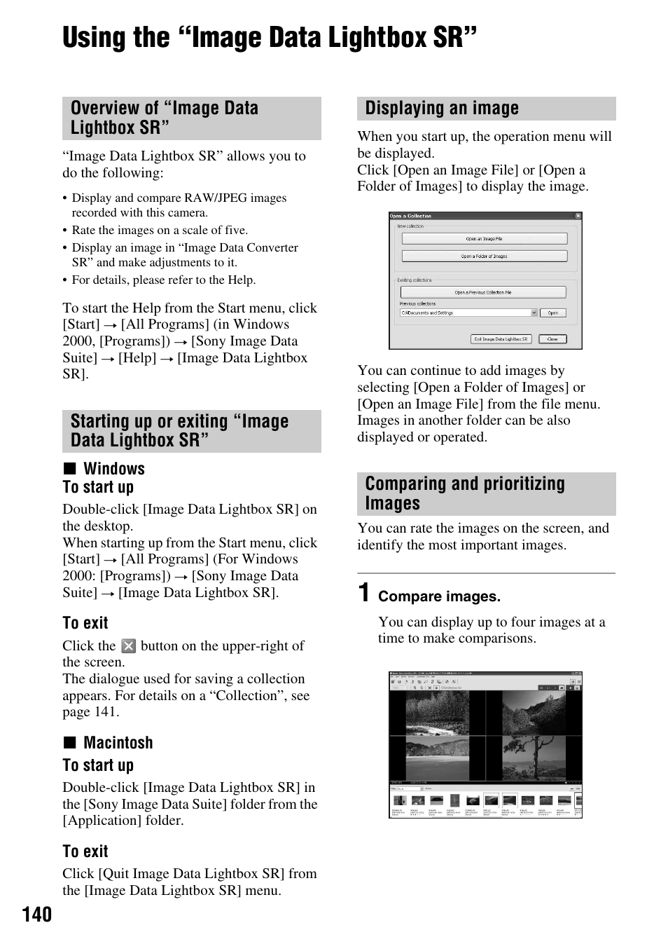 Using the “image data lightbox sr | Sony DSLR-A700 User Manual | Page 140 / 179