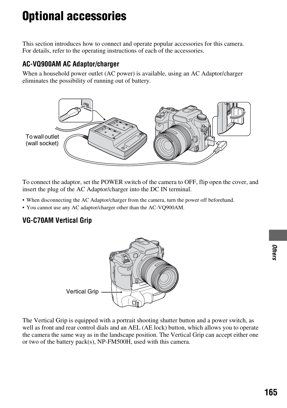 Optional accessories | Sony DSLR-A700 User Manual | Page 165 / 179