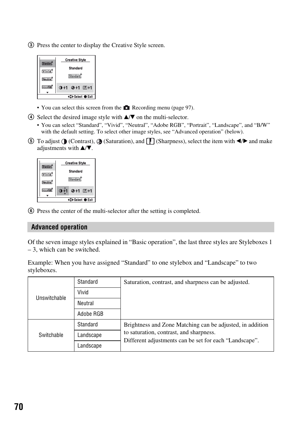 Sony DSLR-A700 User Manual | Page 70 / 179