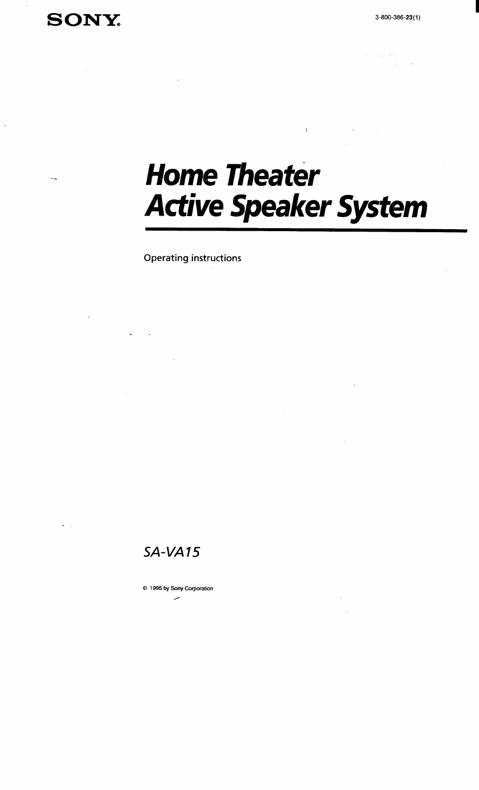 Sony SA-VA15 User Manual | 14 pages