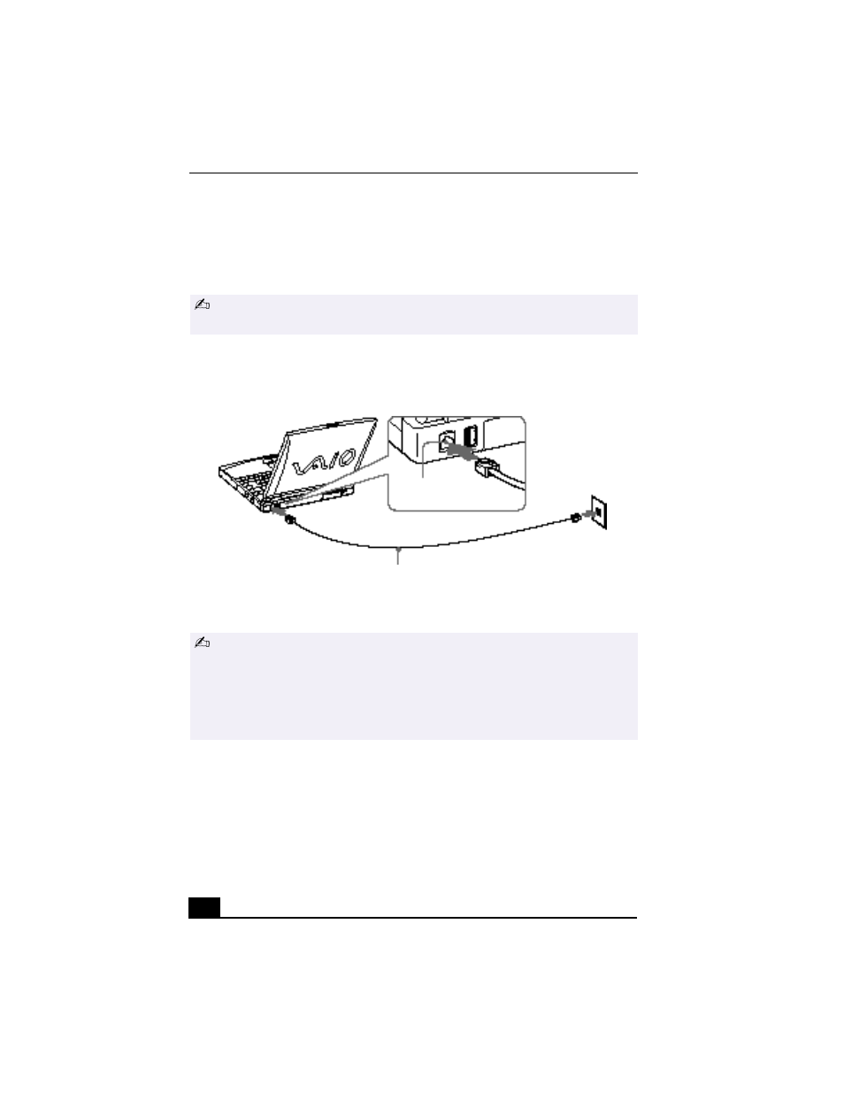 Connecting a phone line | Sony PCG-FX150 User Manual | Page 60 / 136