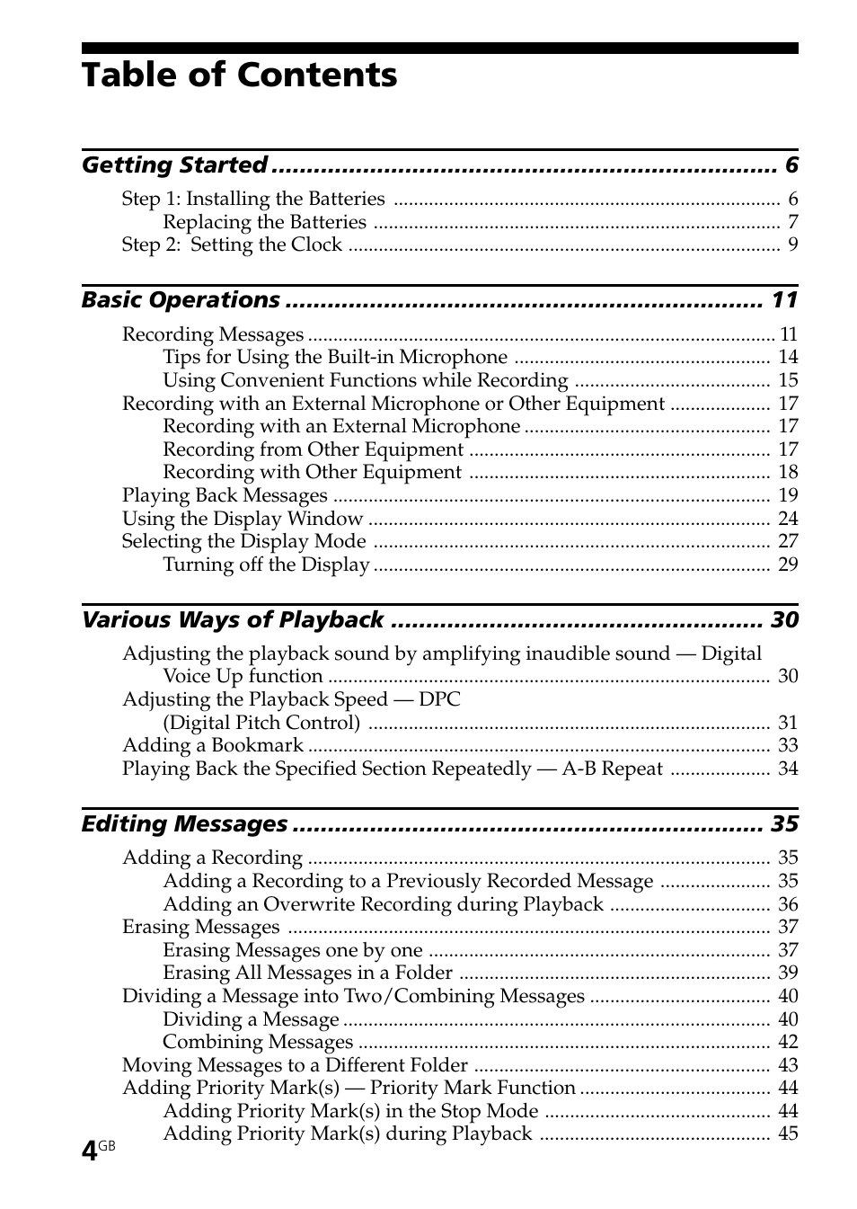 Sony ICD-ST25VTP User Manual | Page 4 / 72