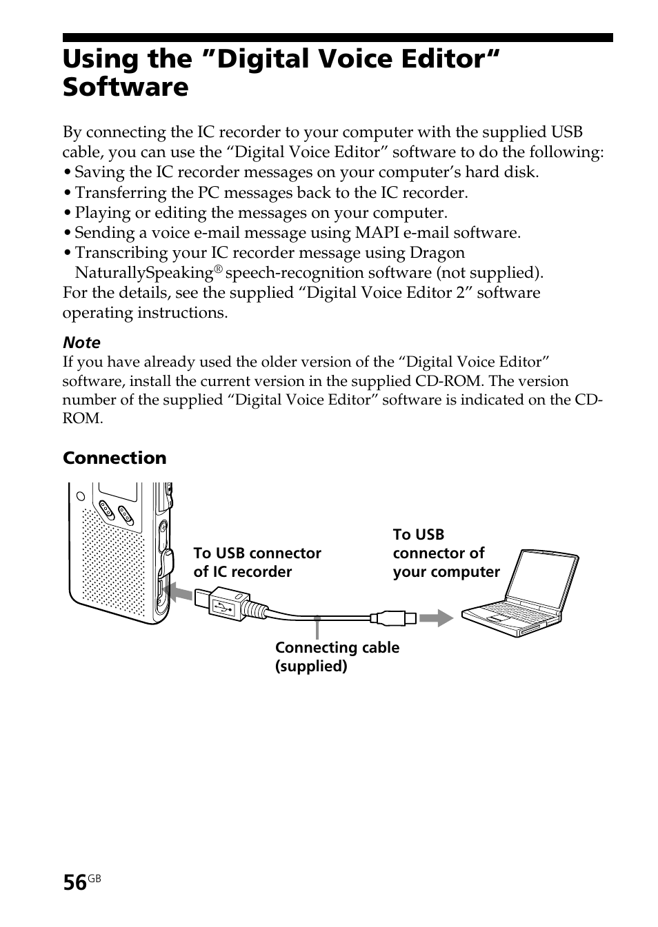 Using the ”digital voice editor“ software | Sony ICD-ST25VTP User Manual | Page 56 / 72