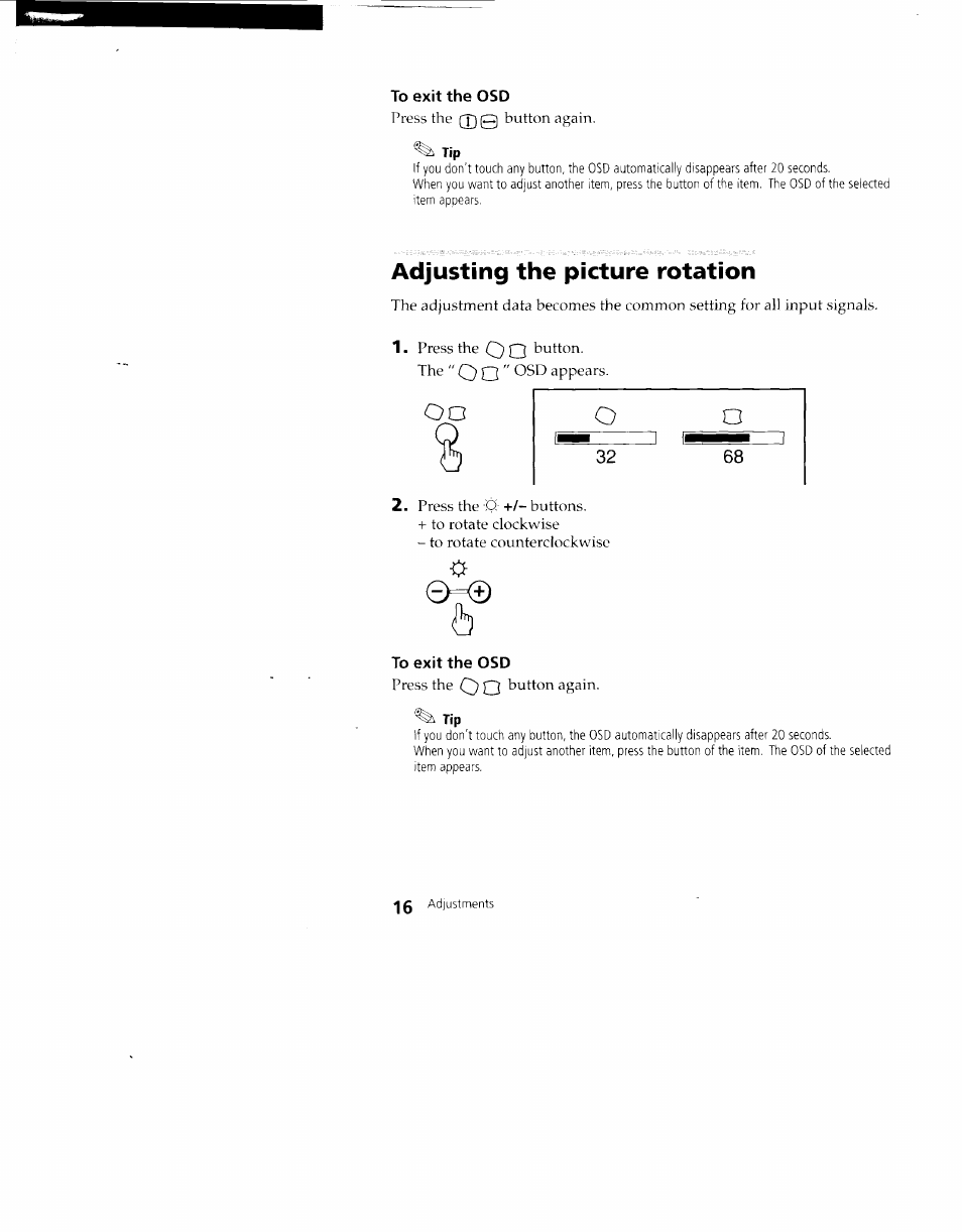 Adjusting the picture rotation | Sony CPD-100VS User Manual | Page 16 / 24