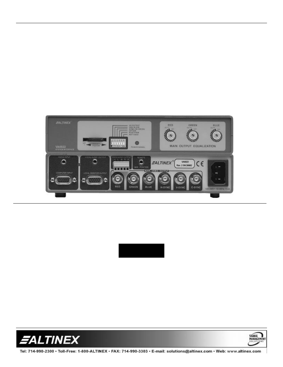 Altinex System Interface Audio & Equalization VA6822 User Manual | 14 pages