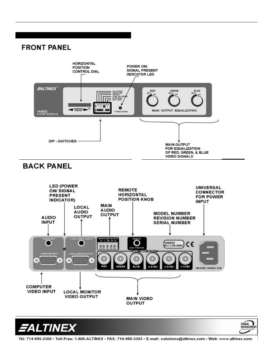 Interfaces | Altinex System Interface Audio & Equalization VA6822 User Manual | Page 8 / 14