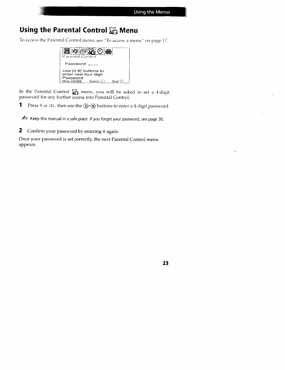 Using the parental control ^ menu | Sony wega KV-20FS12 User Manual | Page 32 / 41