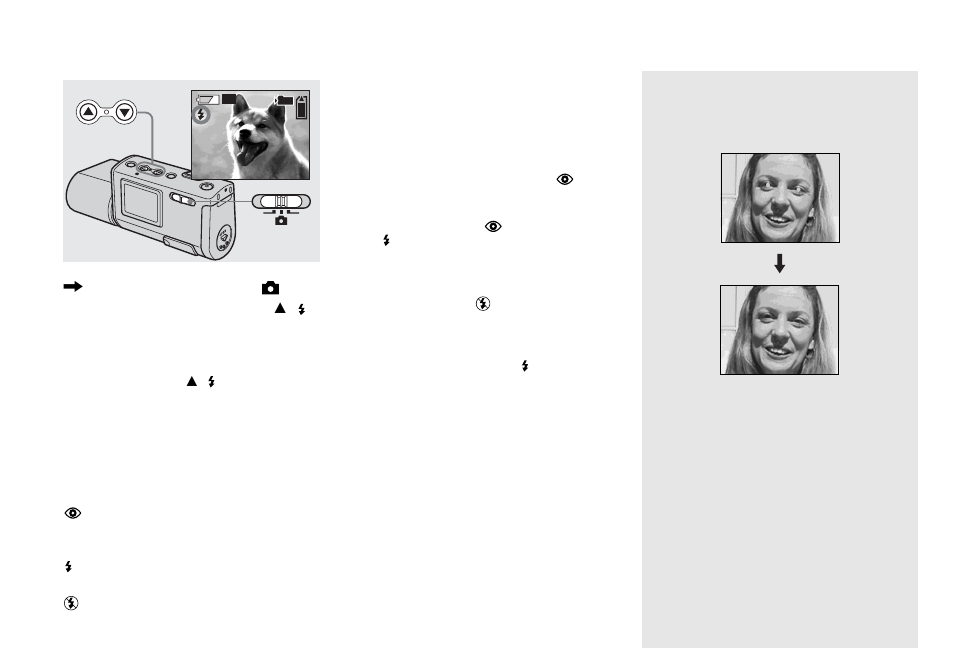 Selecting a flash mode, Red-eye reduction | Sony DSC-U50 User Manual | Page 24 / 92