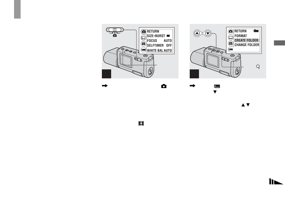 Creating or selecting a folder, Creating a new folder | Sony DSC-U50 User Manual | Page 25 / 92