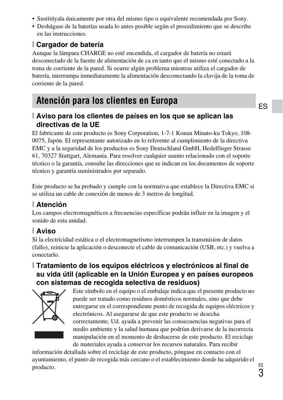 Atención para los clientes en europa | Sony DSC-W510 User Manual | Page 25 / 48