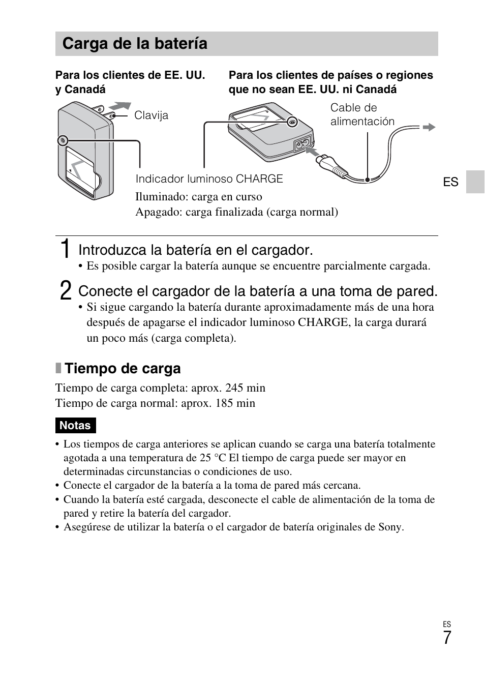 Carga de la batería | Sony DSC-W510 User Manual | Page 29 / 48