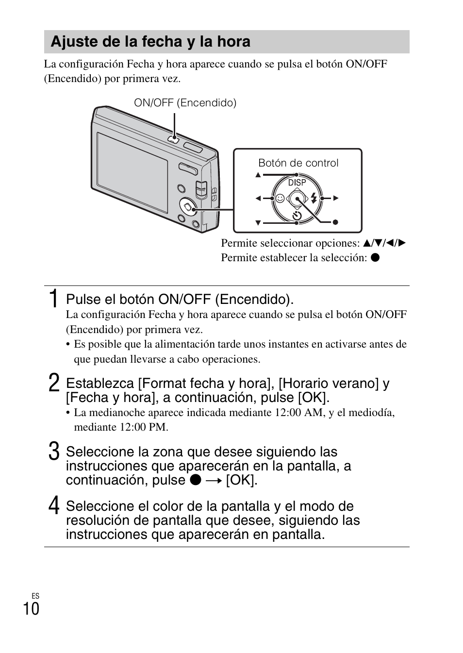 Ajuste de la fecha y la hora | Sony DSC-W510 User Manual | Page 32 / 48