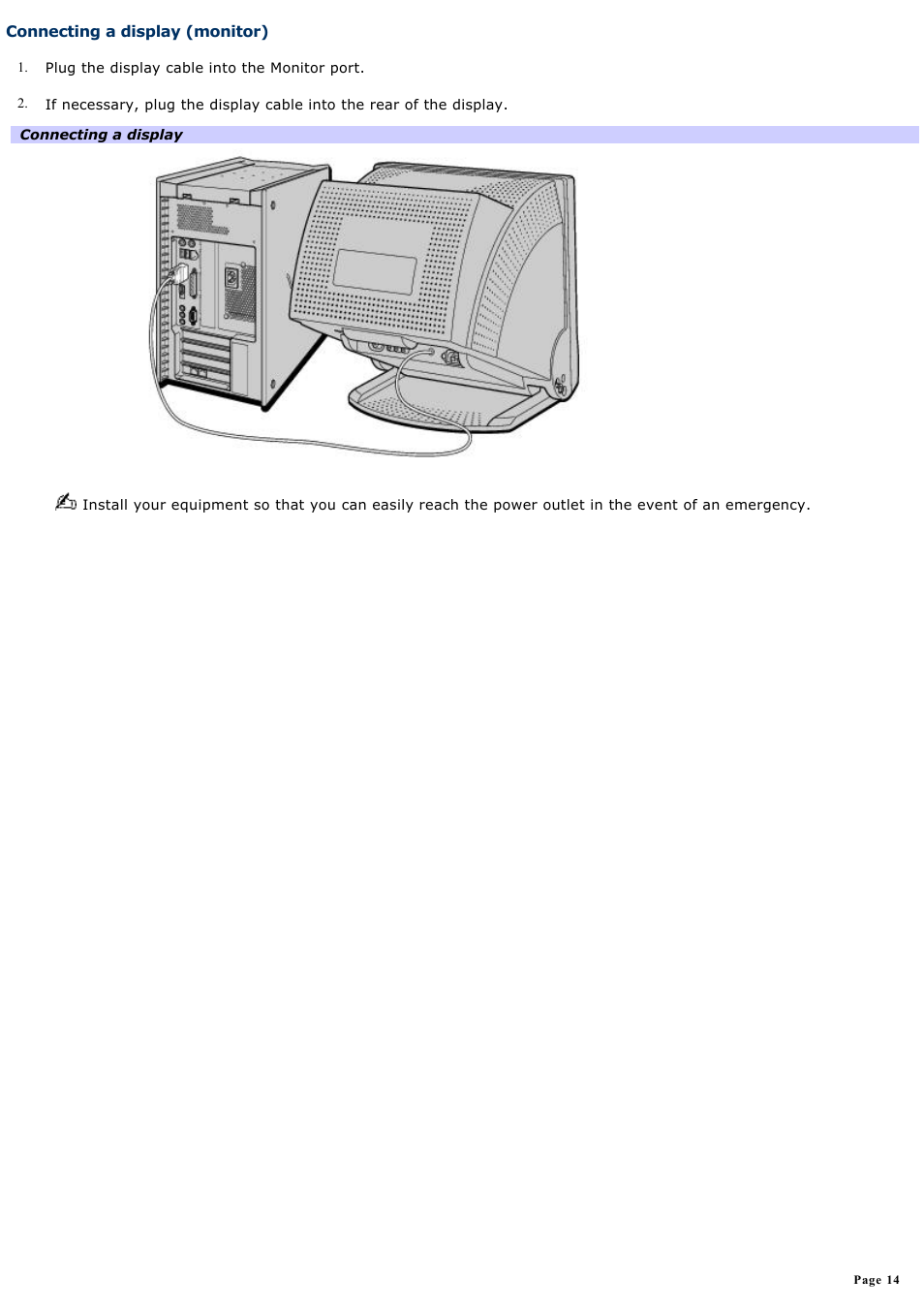 Connecting a display (monitor) | Sony PCV-RX770 User Manual | Page 14 / 80