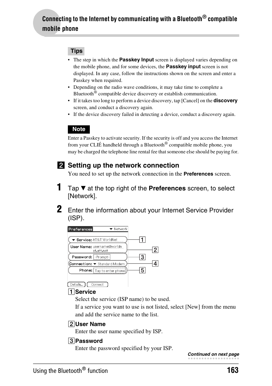 2setting up the network connection | Sony PEG-UX40 User Manual | Page 163 / 197