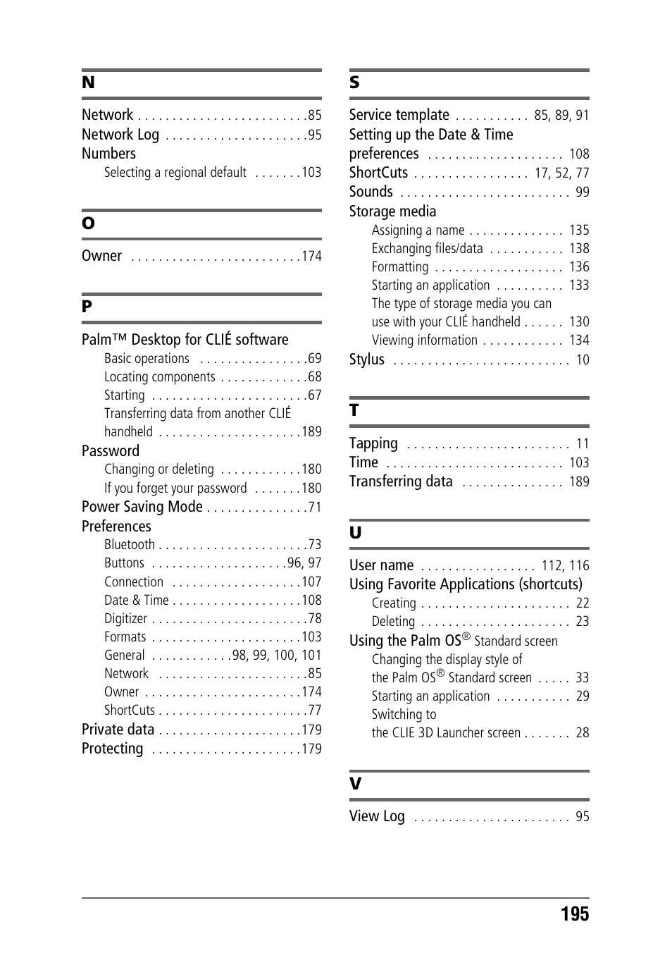 Sony PEG-UX40 User Manual | Page 195 / 197