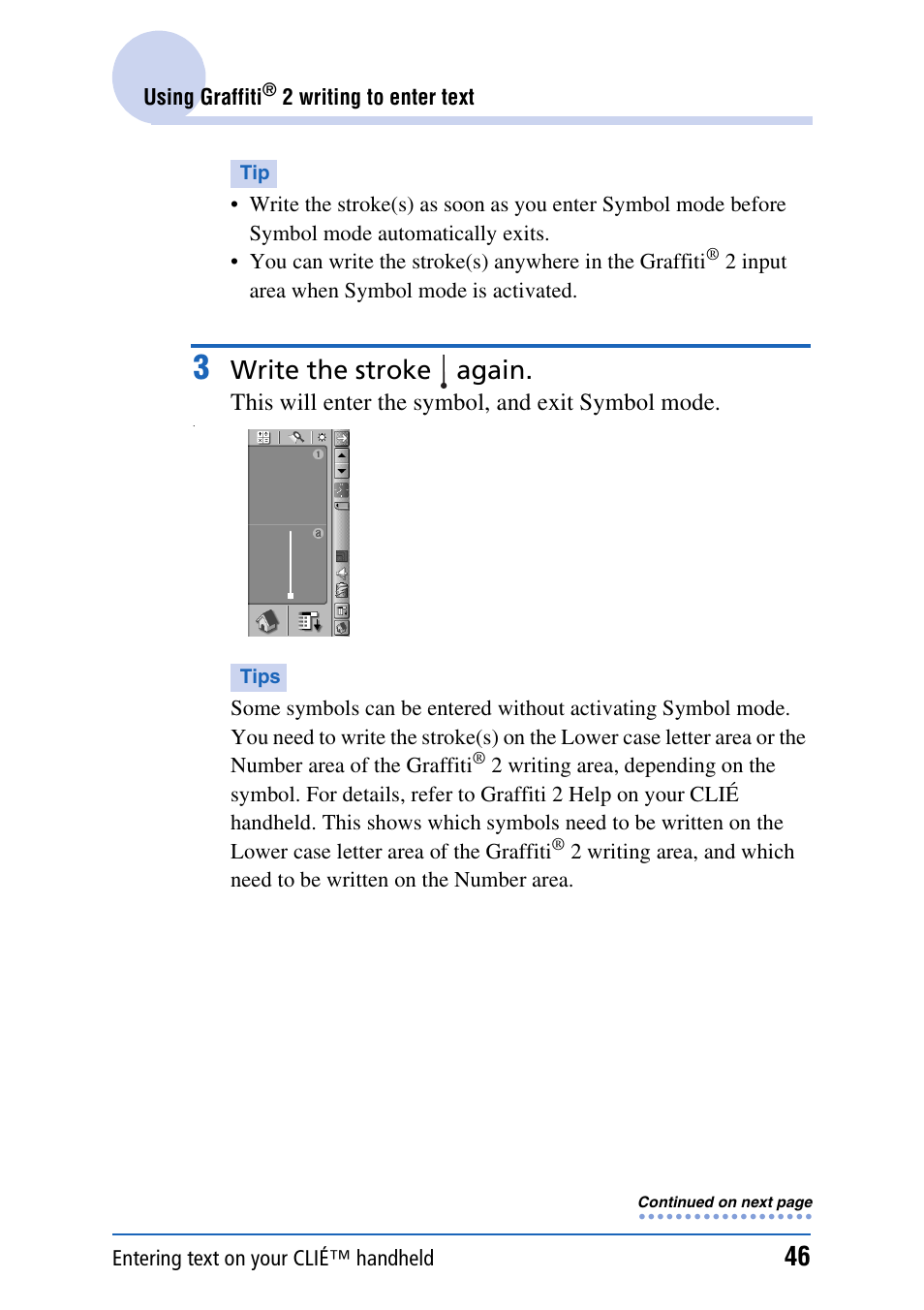 Write the stroke again | Sony PEG-UX40 User Manual | Page 46 / 197