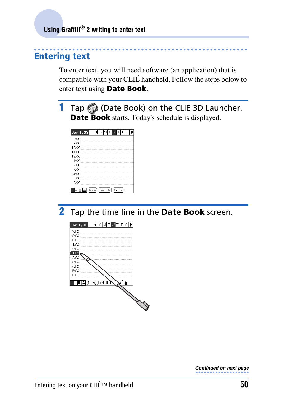 Entering text | Sony PEG-UX40 User Manual | Page 50 / 197