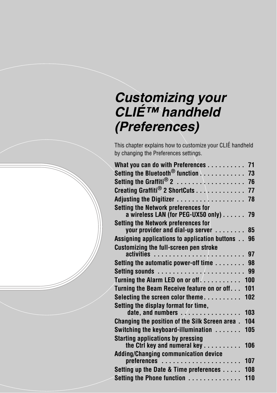 Customizing your clié™ handheld (preferences) | Sony PEG-UX40 User Manual | Page 70 / 197