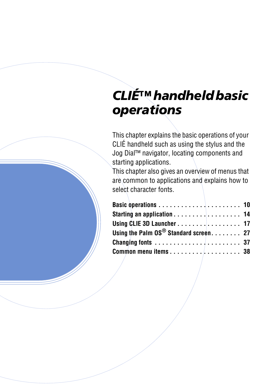 Clié™ handheld basic operations | Sony PEG-UX40 User Manual | Page 9 / 197