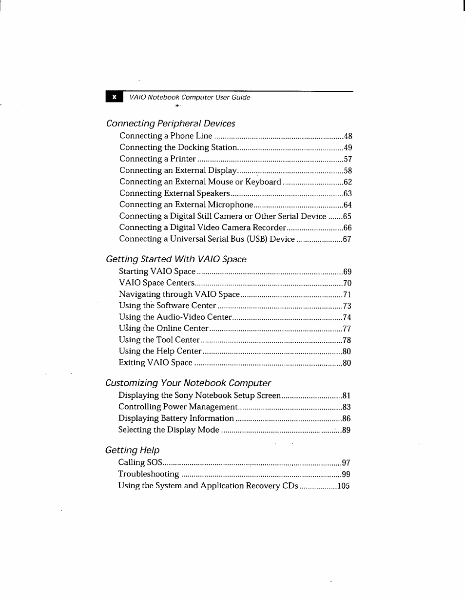 Sony PCG-808 User Manual | Page 10 / 144