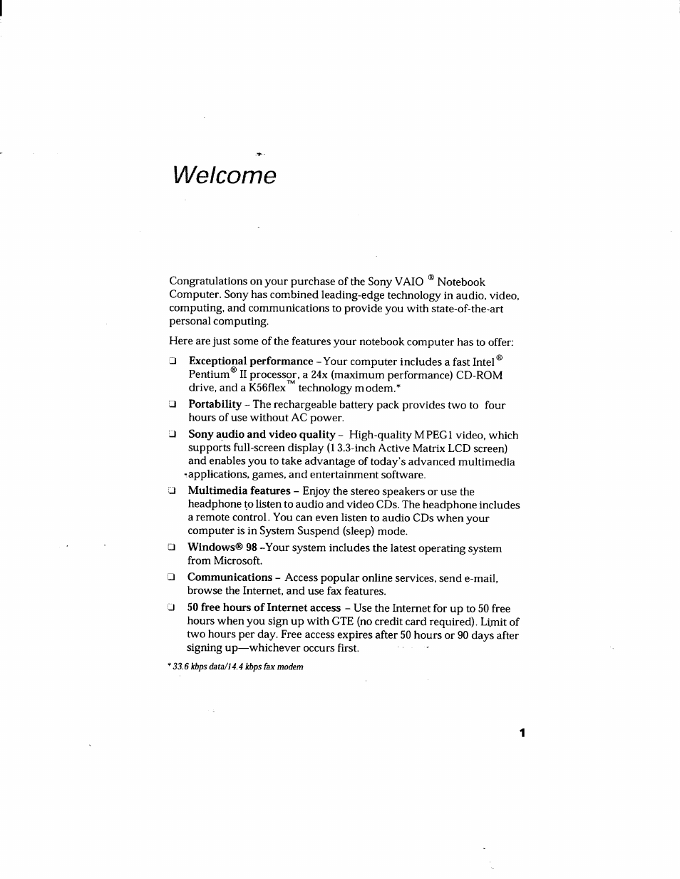 Welcome | Sony PCG-808 User Manual | Page 13 / 144