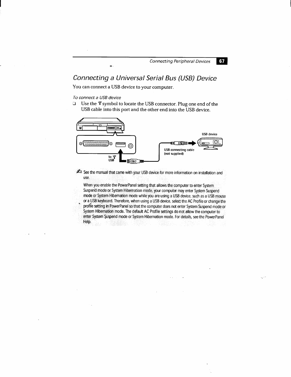 Connecting a universal serial bus (usb) device | Sony PCG-808 User Manual | Page 79 / 144