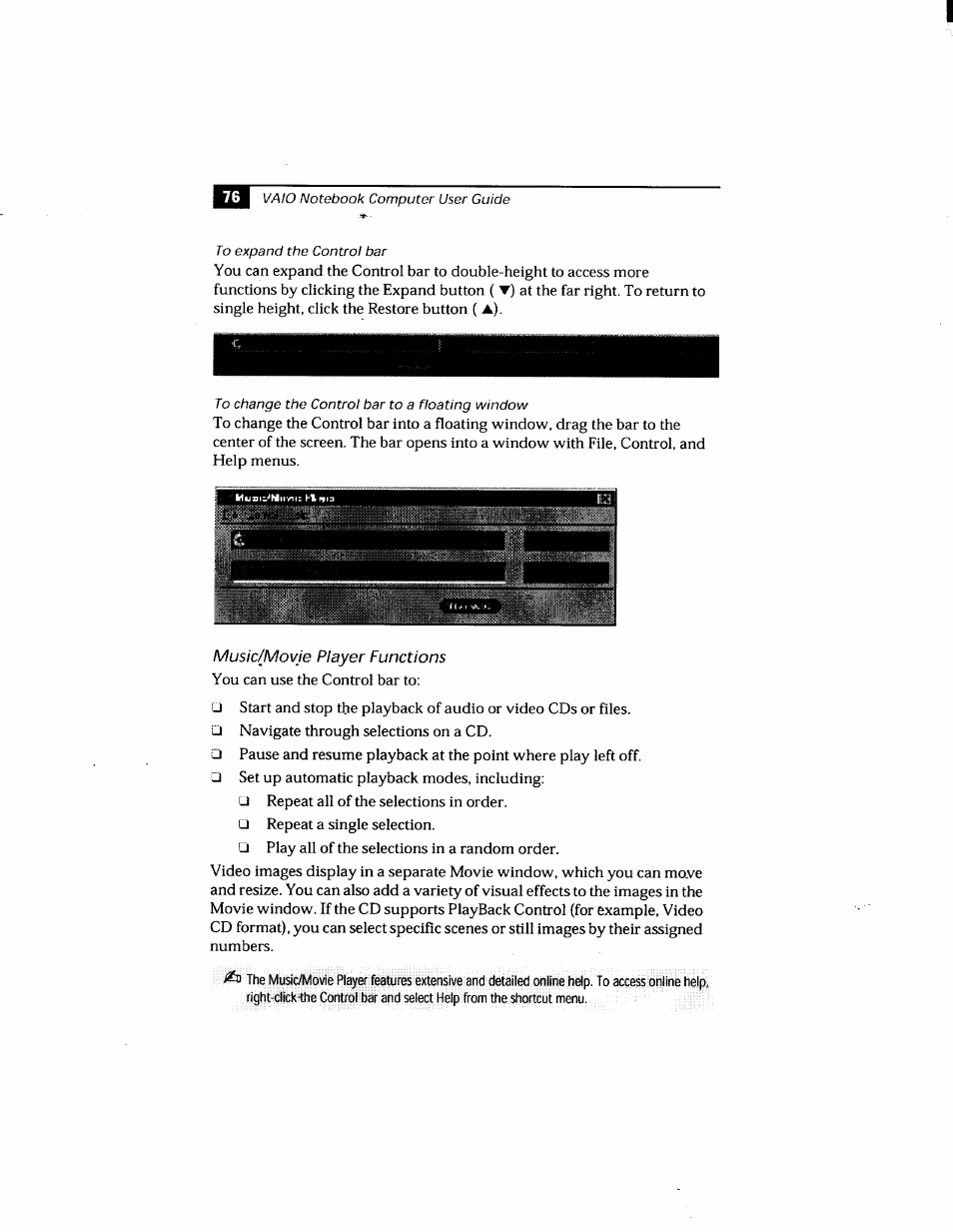 Music/movje player functions | Sony PCG-808 User Manual | Page 88 / 144