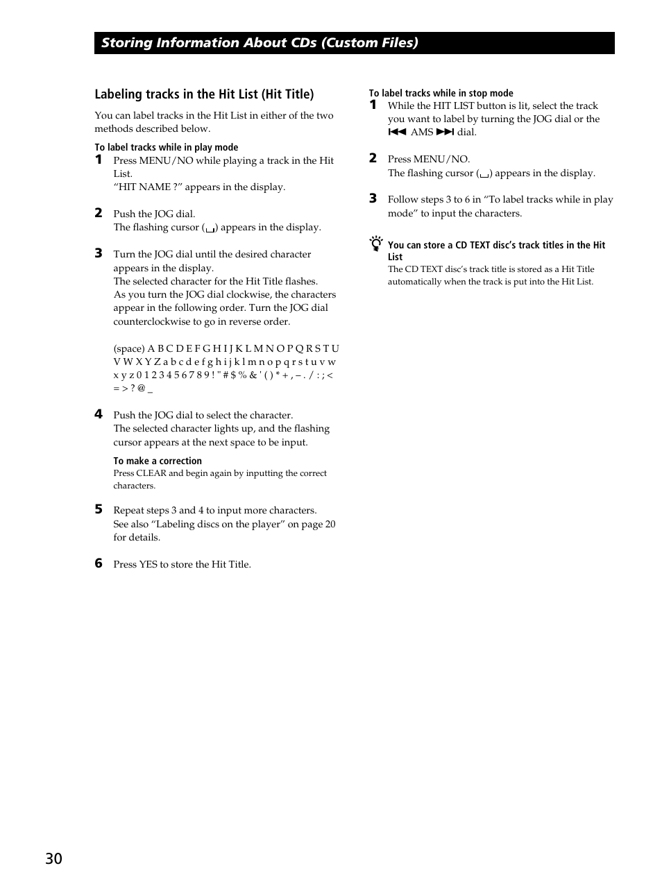Sony CDP-CX400 User Manual | Page 30 / 36