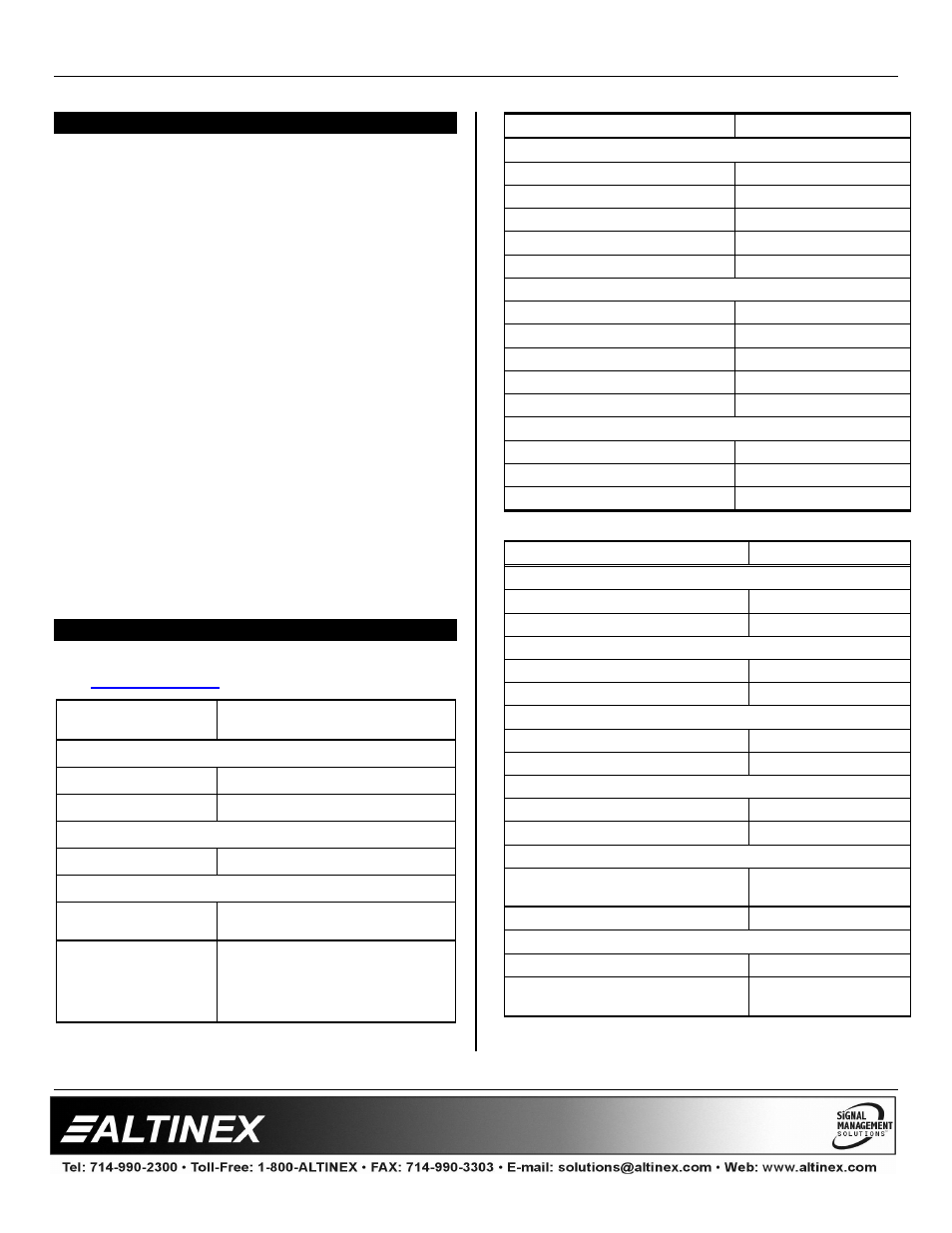 About your da103-107/110, Technical specifications, Distribution amplifiers | Altinex SIDEKICKER DA103-107 User Manual | Page 4 / 9