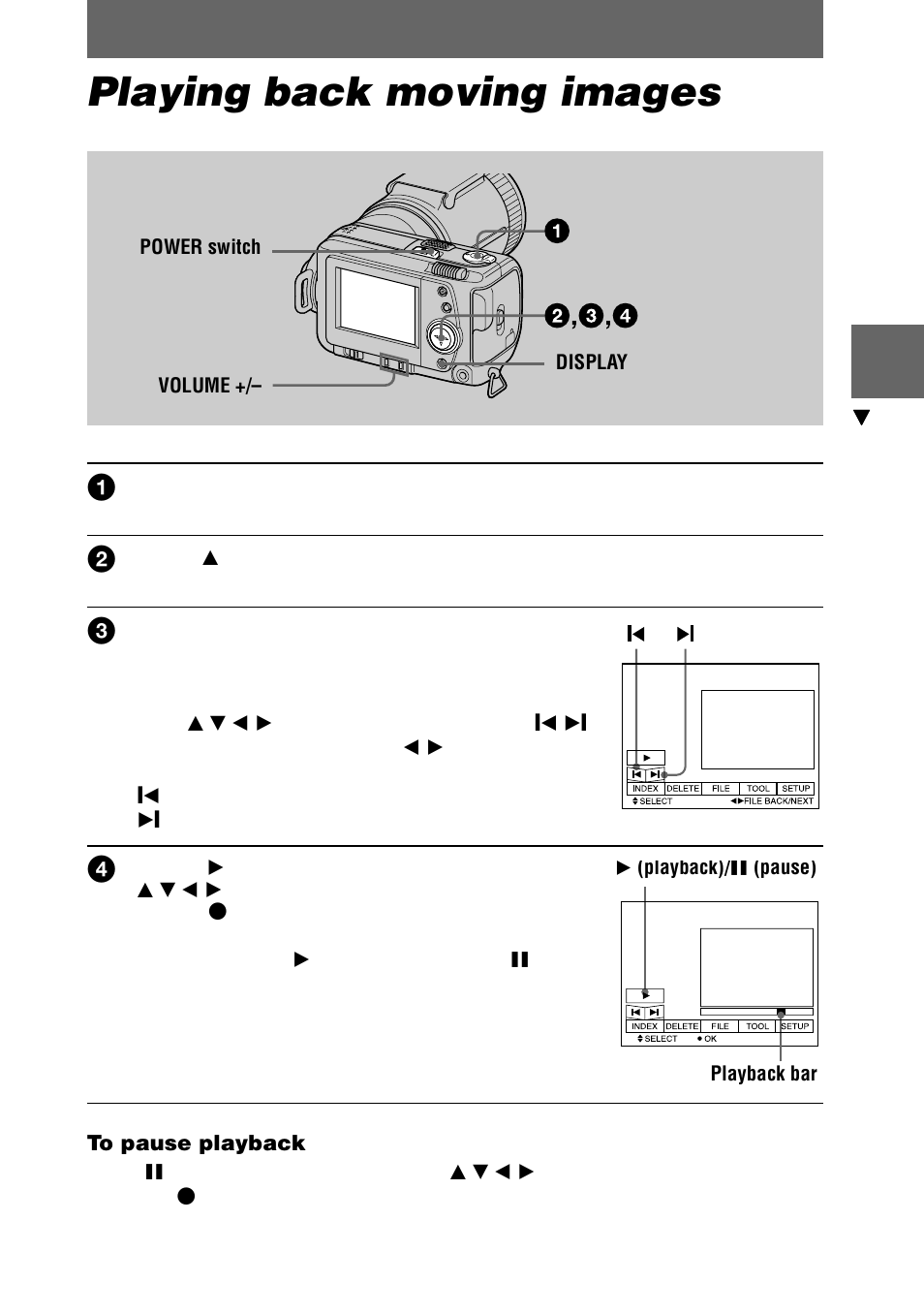 Playing back moving images | Sony DSC-F505V User Manual | Page 23 / 68