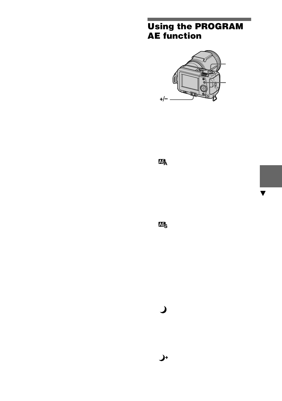 Using the program ae function | Sony DSC-F505V User Manual | Page 41 / 68