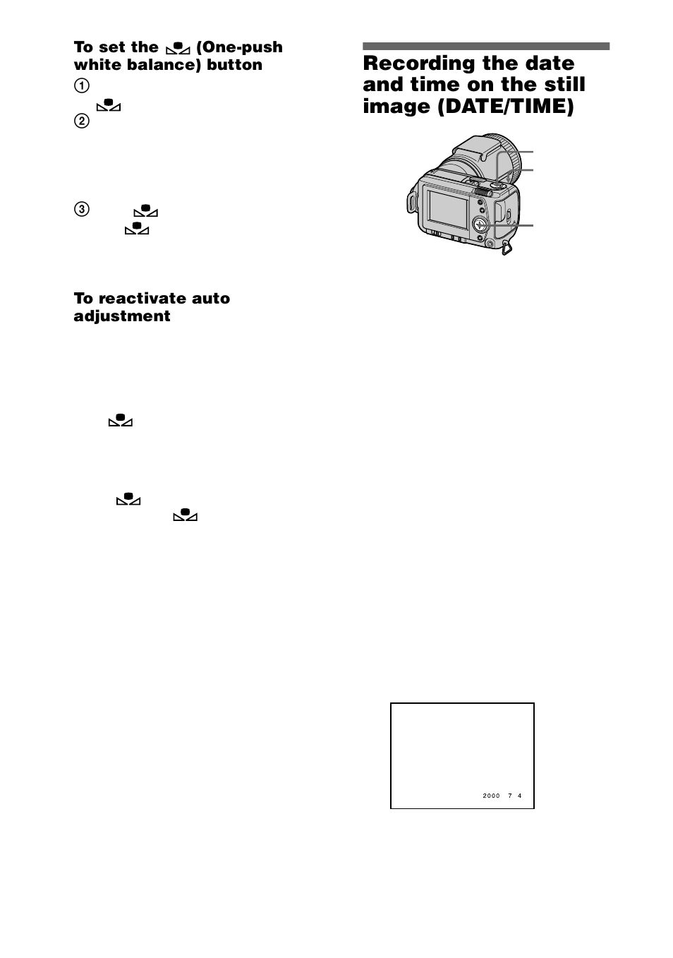 Recording the date and time on the still, Image (date/time) | Sony DSC-F505V User Manual | Page 44 / 68