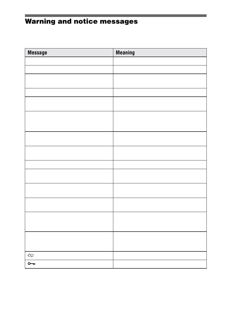 Warning and notice messages, 62 warning and notice messages | Sony DSC-F505V User Manual | Page 62 / 68