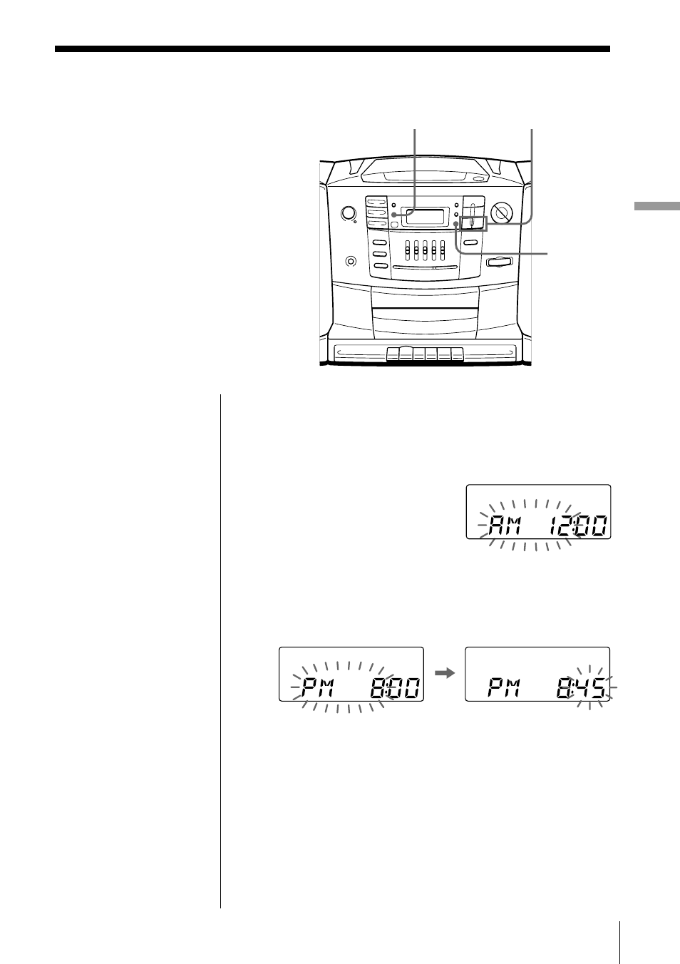 Setting the clock | Sony CFD-Z550 User Manual | Page 19 / 36