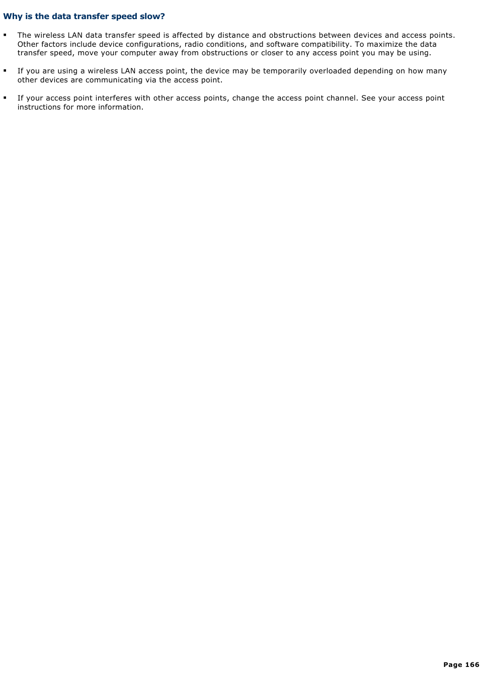 Why is the data transfer speed slow | Sony VGN-T150 User Manual | Page 166 / 220