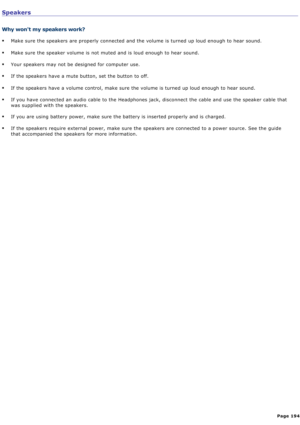 Speakers | Sony VGN-T150 User Manual | Page 194 / 220