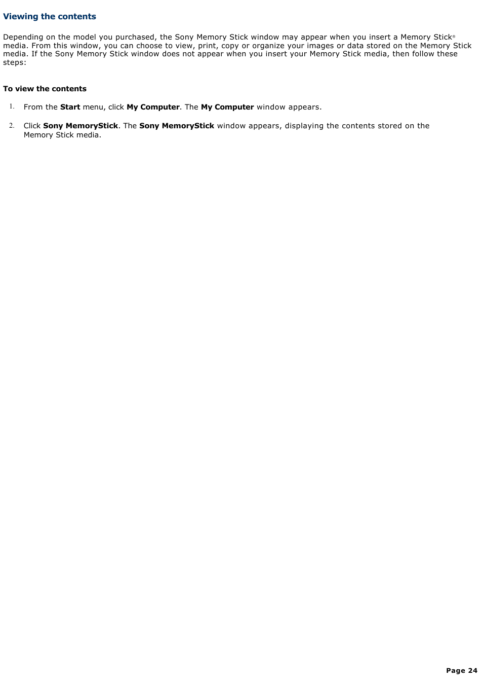 Viewing the contents | Sony VGN-T150 User Manual | Page 24 / 220
