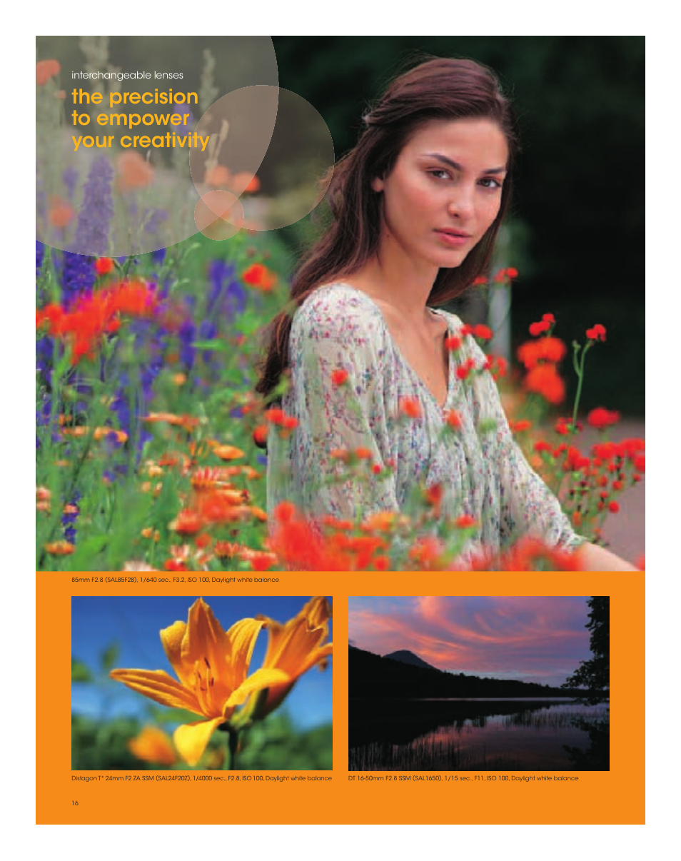 The precision to empower your creativity | Sony SLT-A65VL User Manual | Page 16 / 20